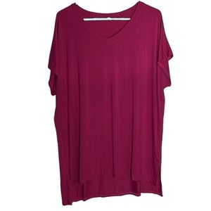 PINK V-NECK WOMAN’S SHORT SLEEVE SHIRT- 2XL